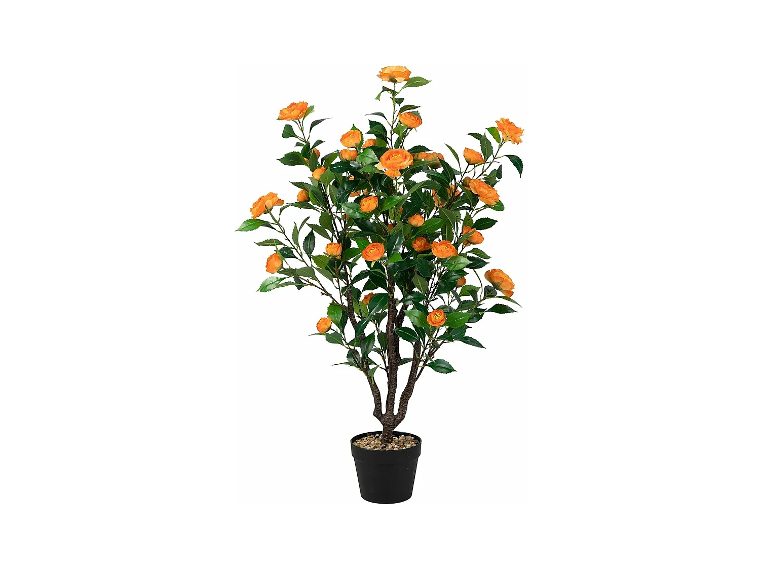 100 cm kunstboom met bloemen, kunstmatige cameliaboom, kunstplant in pot, cameliaplant met 37 bloemen en natuurlijke stam, kunstbloem voor thuis,decoratieve plant