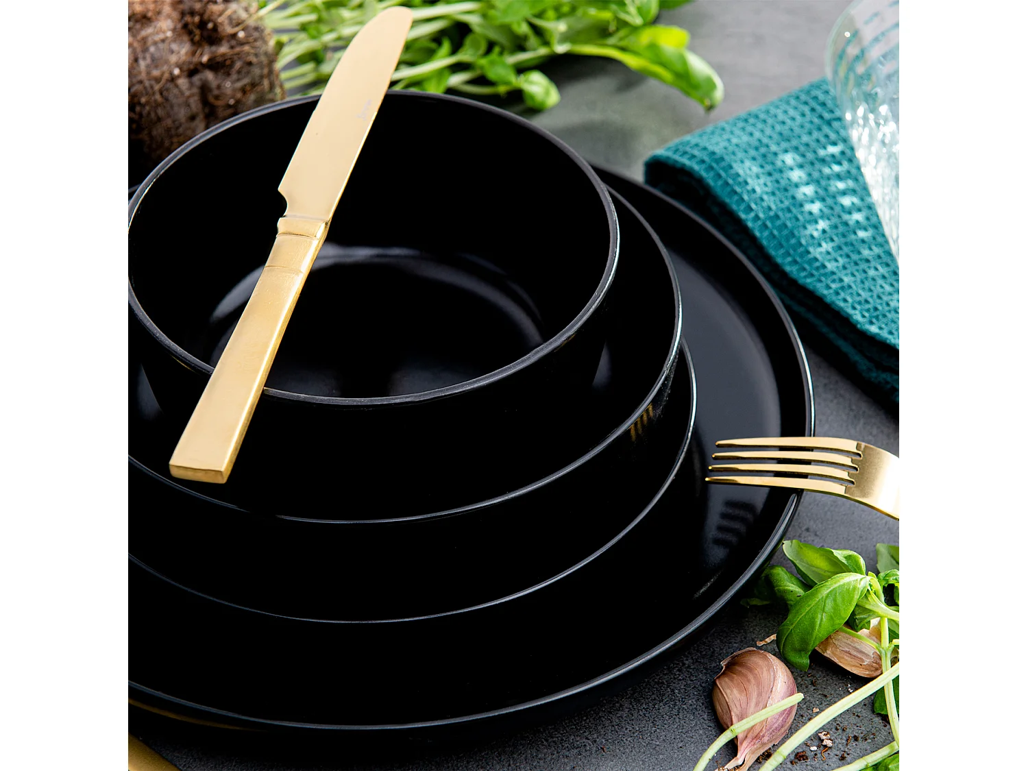 Set de bols 6 personnes 6 pièces - Noir - VICTO