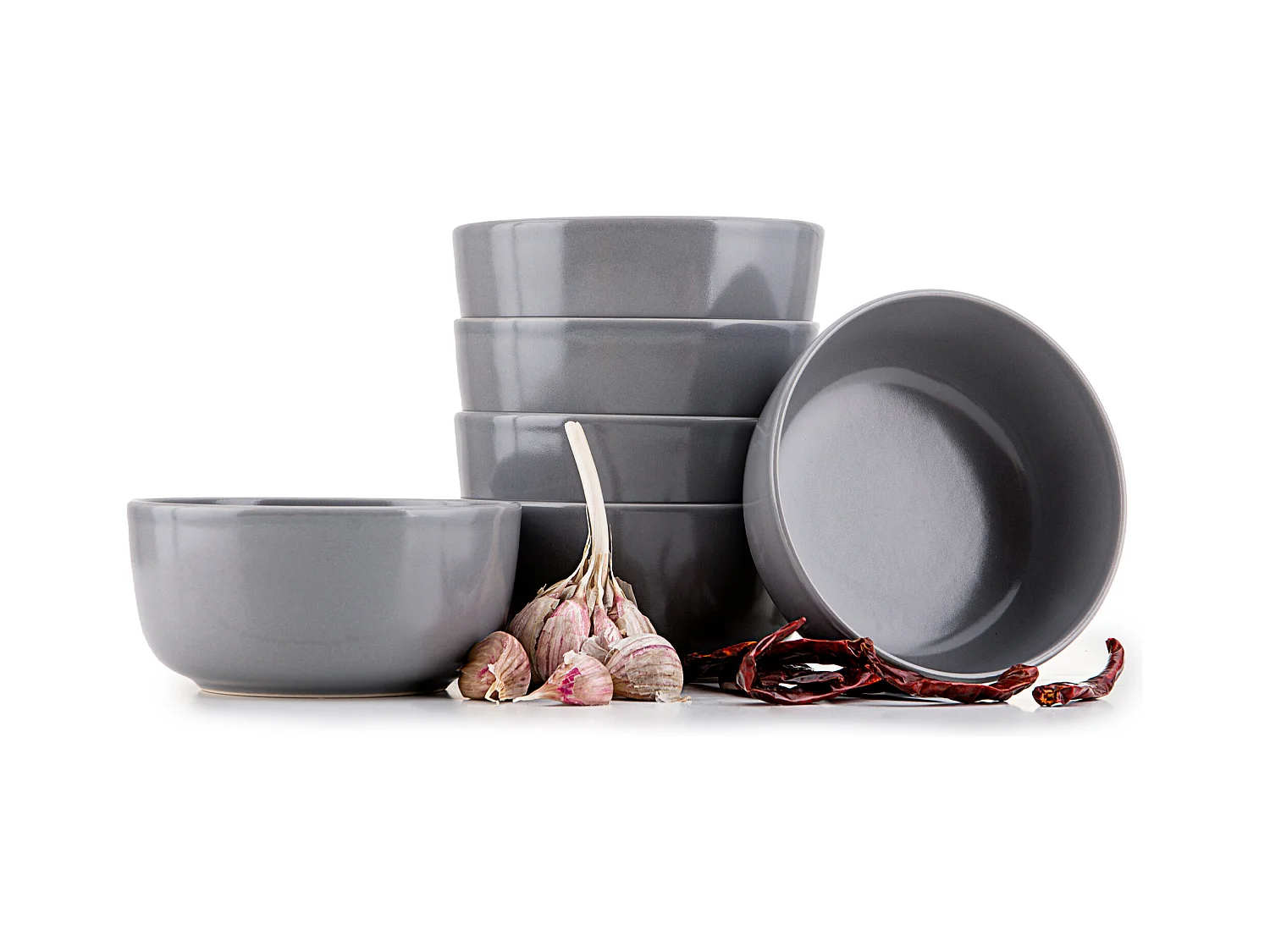 Set de bols 6 personnes 6 pièces - Gris - VICTO