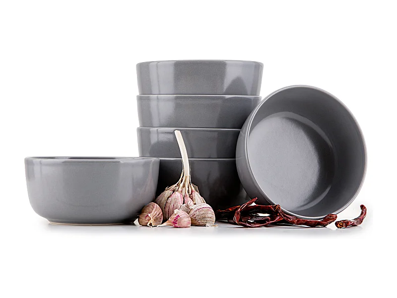 Set de bols 6 personnes 6 pièces - Gris - VICTO