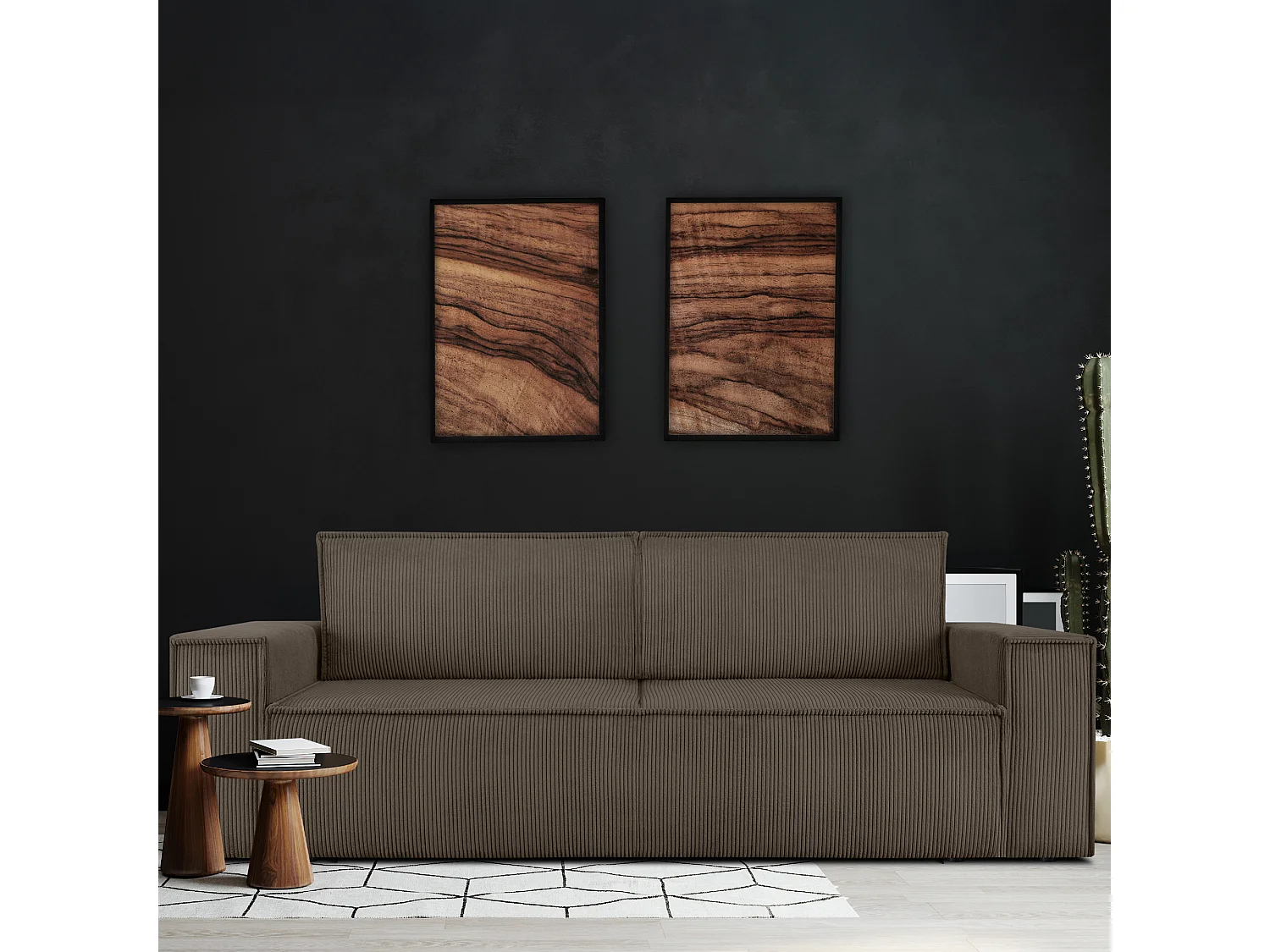 Canapé 3 places convertible - avec fonction couchage - avec coffre de rangement - Marron - NAPI