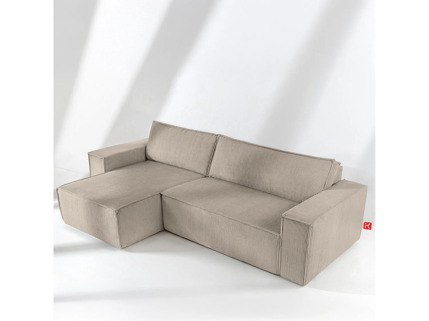 Canapé d'angle universel - gauche / droit - avec fonction couchage - avec coffre de rangement - Beige - NAPI