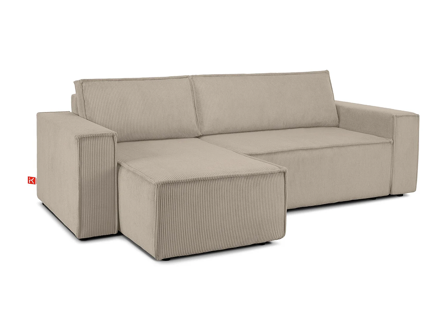 Canapé d'angle universel - gauche / droit - avec fonction couchage - avec coffre de rangement - Beige - NAPI