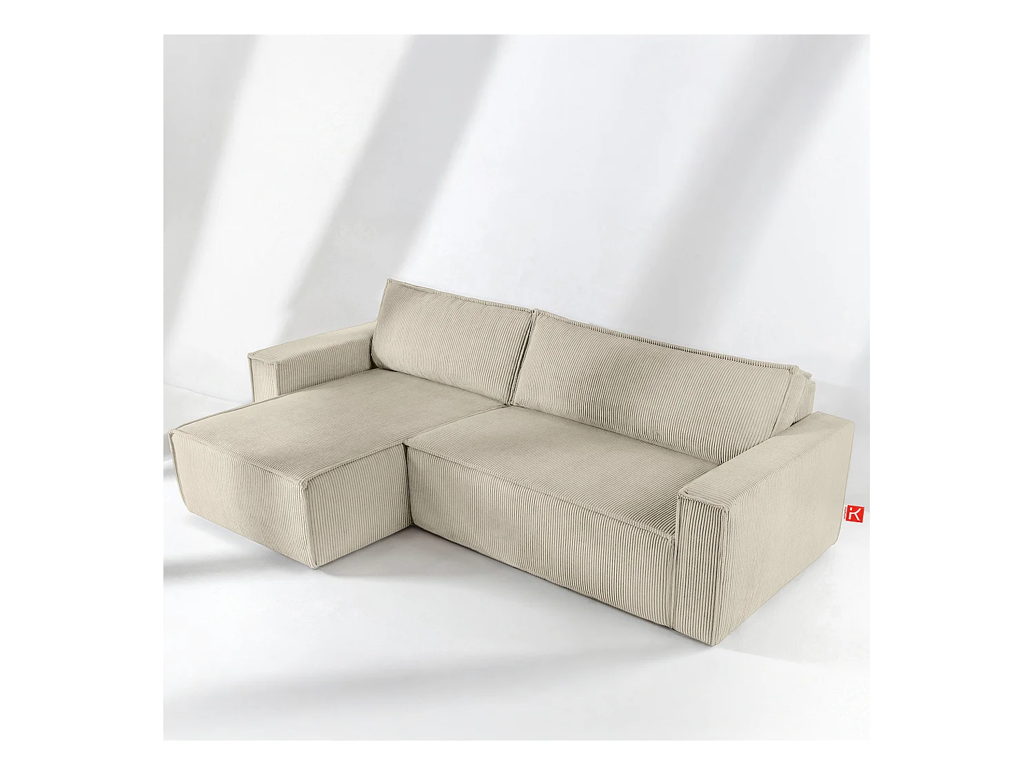 Canapé d'angle universel - gauche / droit - avec fonction couchage - avec coffre de rangement - Creme - NAPI