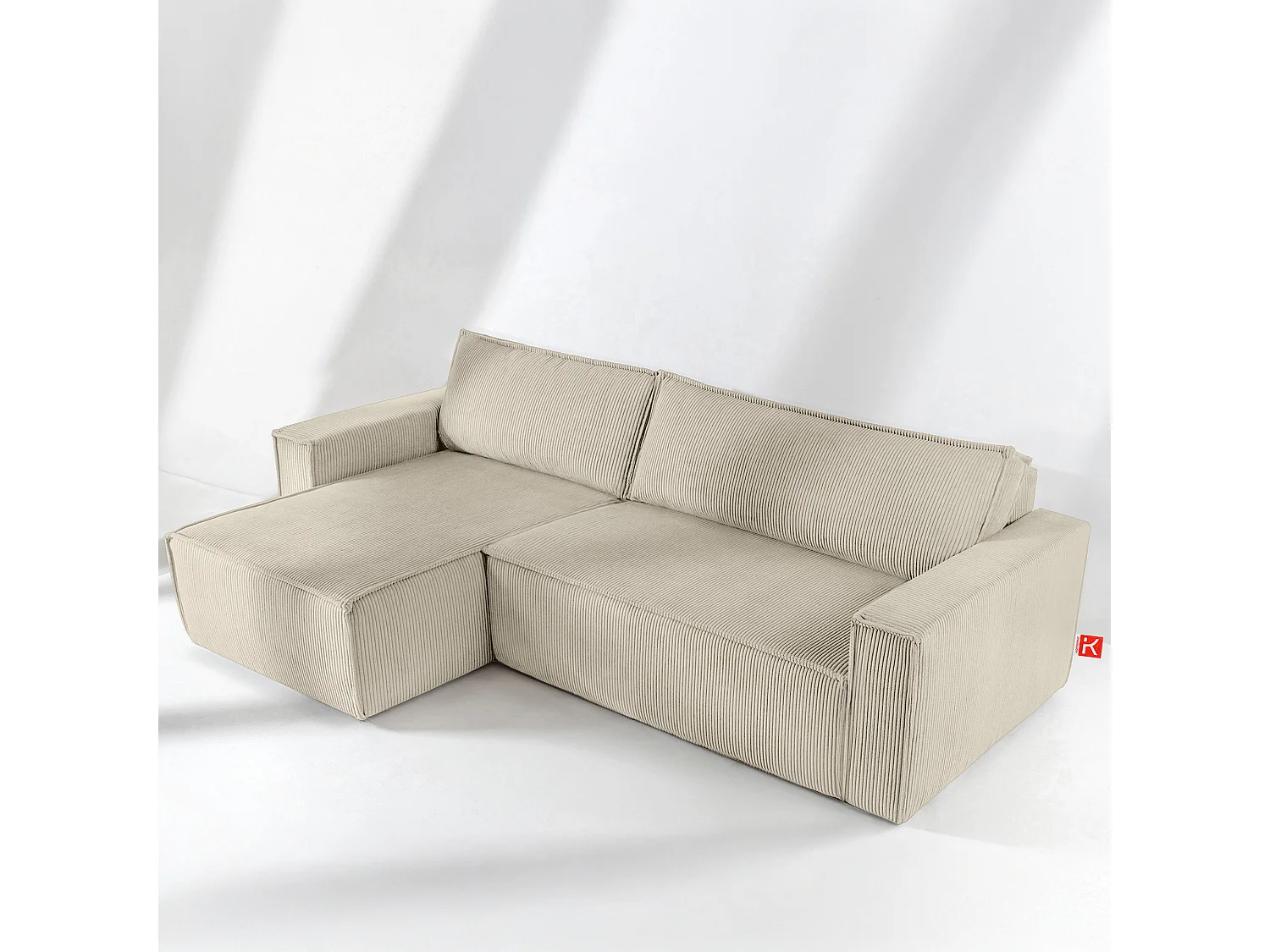 Canapé d'angle universel - gauche / droit - avec fonction couchage - avec coffre de rangement - Creme - NAPI