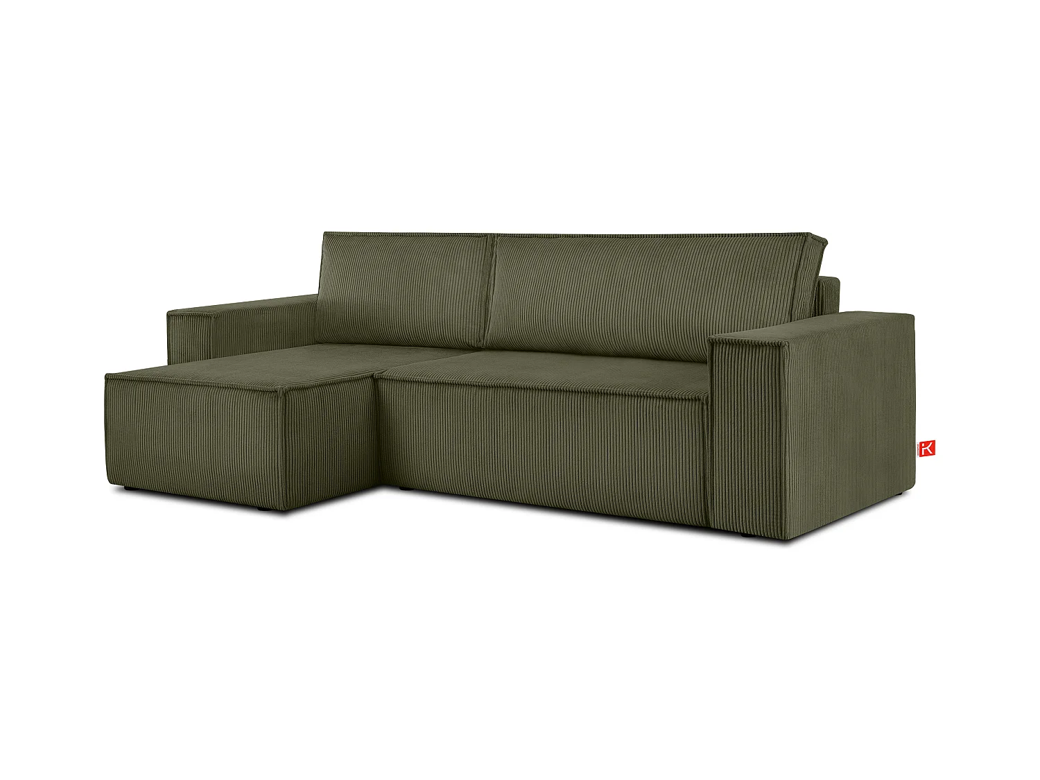 Canapé d'angle universel - gauche / droit - avec fonction couchage - avec coffre de rangement - Vert - NAPI