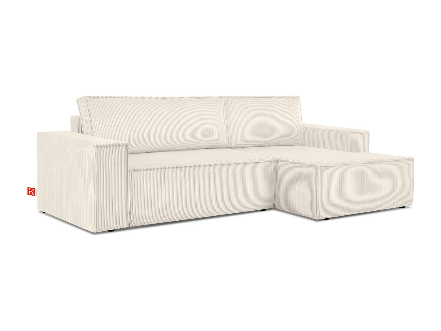 Canapé d'angle - droite - avec fonction couchage - avec coffre de rangement - Modern - écru - NAPI