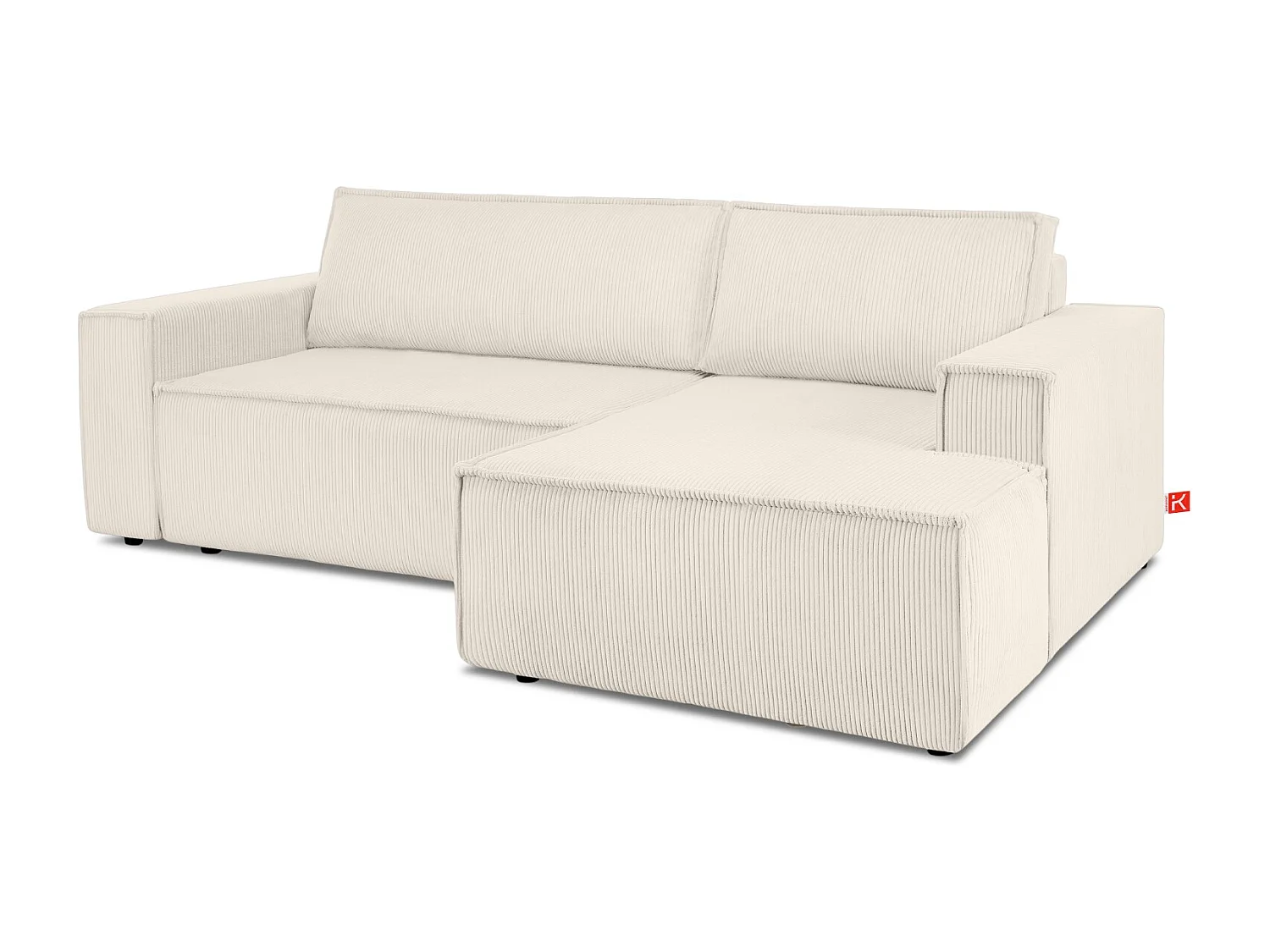 Canapé d'angle - droite - avec fonction couchage - avec coffre de rangement - Modern - écru - NAPI