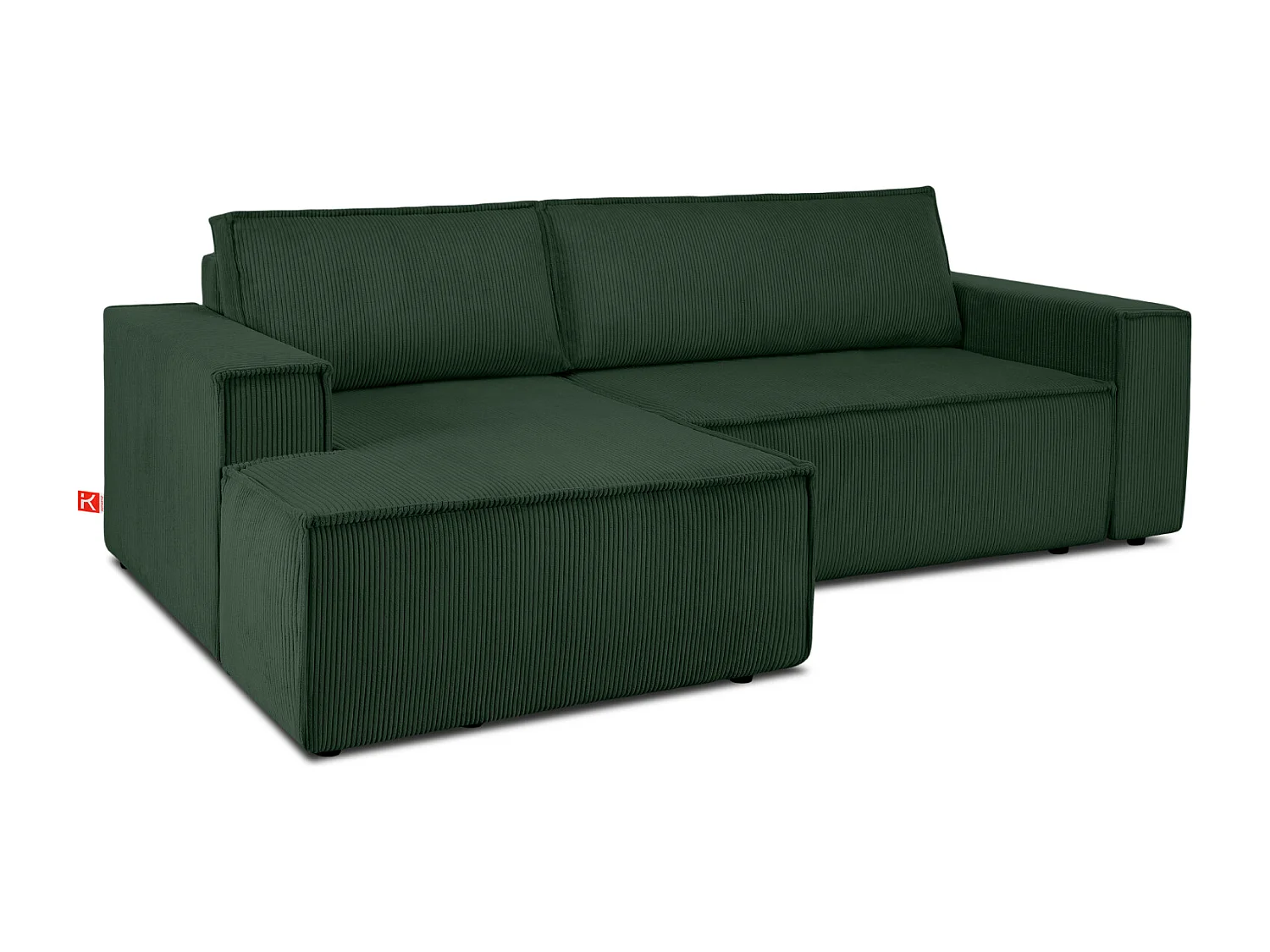 Canapé d'angle - gauche - avec fonction couchage - avec coffre de rangement - Modern - Vert foncé - NAPI