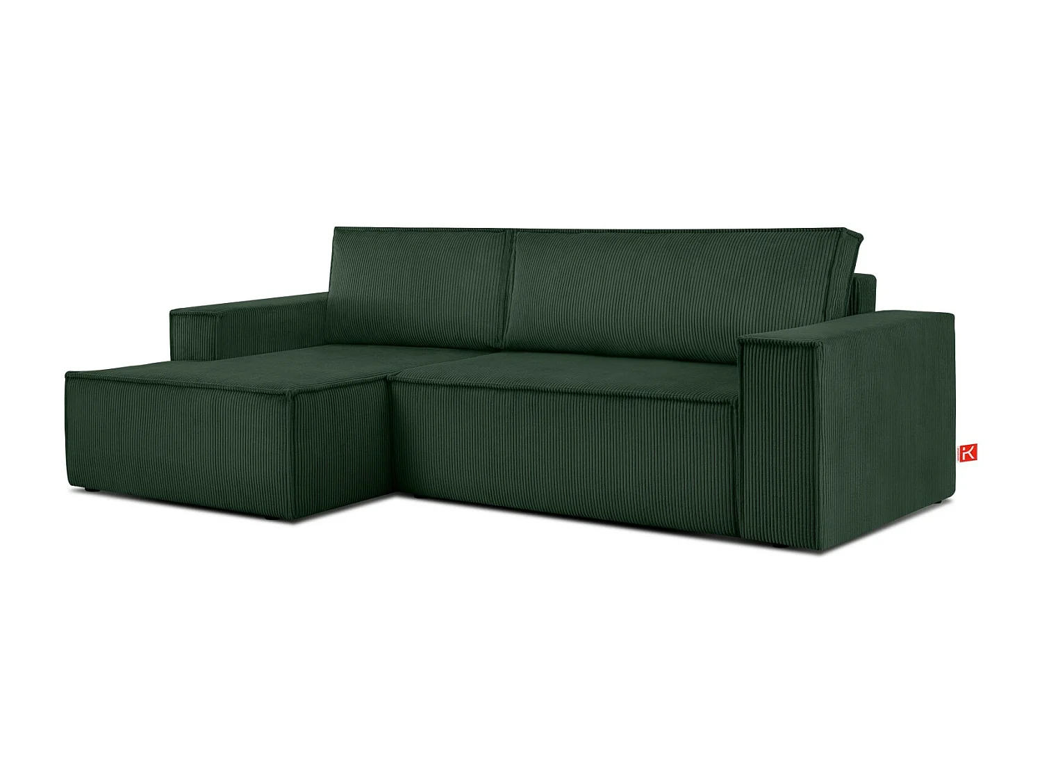 Canapé d'angle - gauche - avec fonction couchage - avec coffre de rangement - Modern - Vert foncé - NAPI