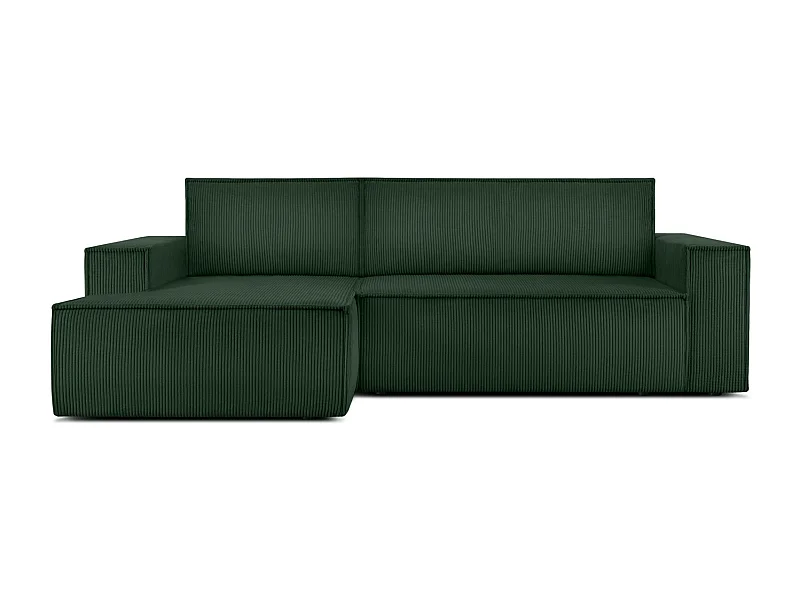 Canapé d'angle - gauche - avec fonction couchage - avec coffre de rangement - Modern - Vert foncé - NAPI