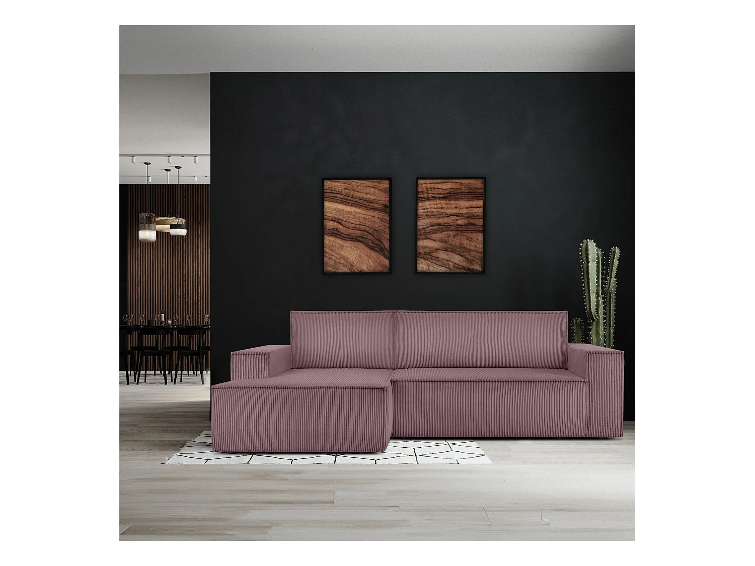 Canapé d'angle - gauche - avec fonction couchage - avec coffre de rangement - Modern - Violet - NAPI