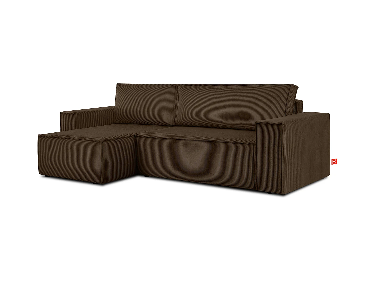 Canapé d'angle universel - gauche / droit - avec fonction couchage - avec coffre de rangement - Choco - NAPI