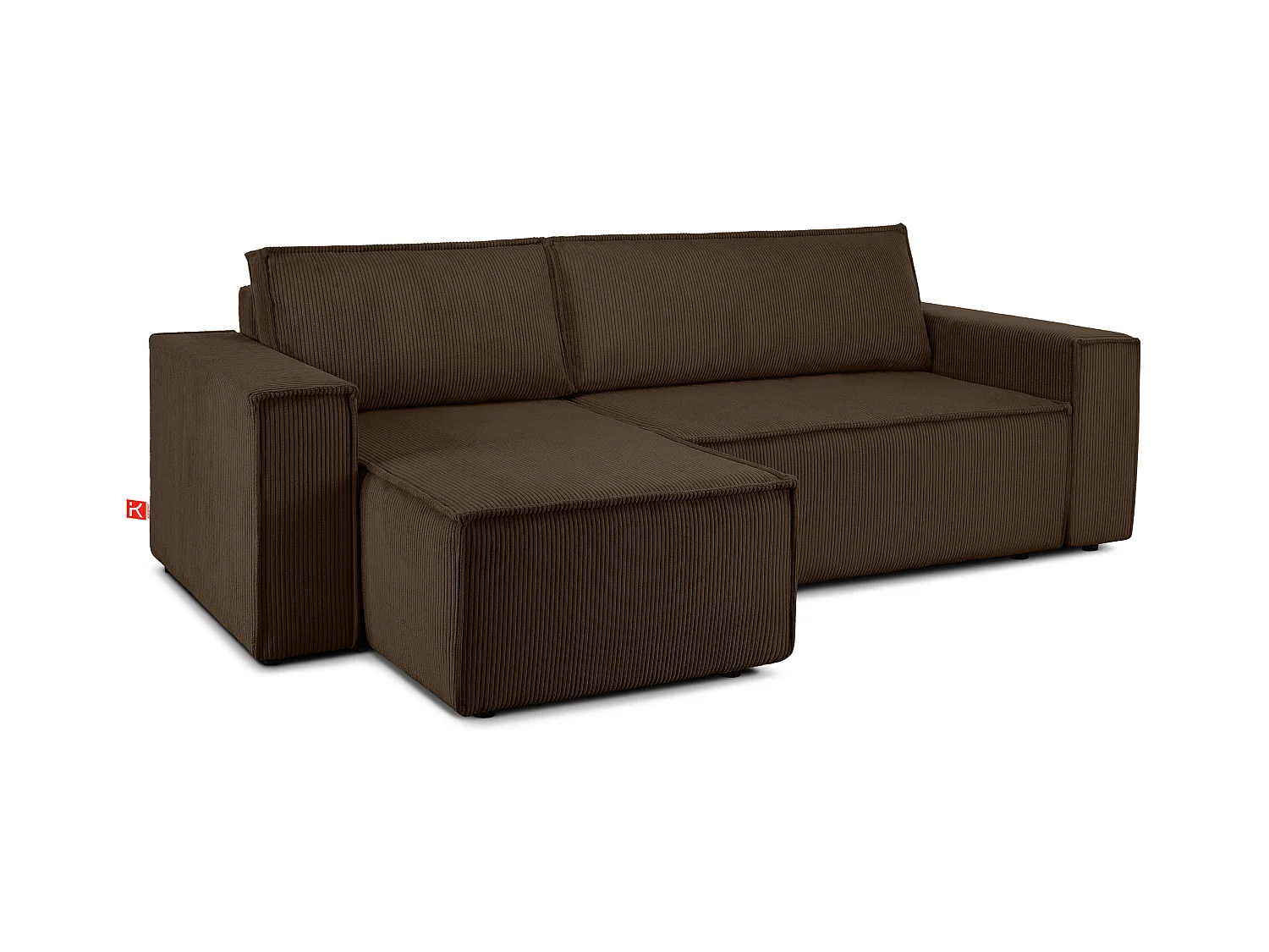 Canapé d'angle universel - gauche / droit - avec fonction couchage - avec coffre de rangement - Choco - NAPI