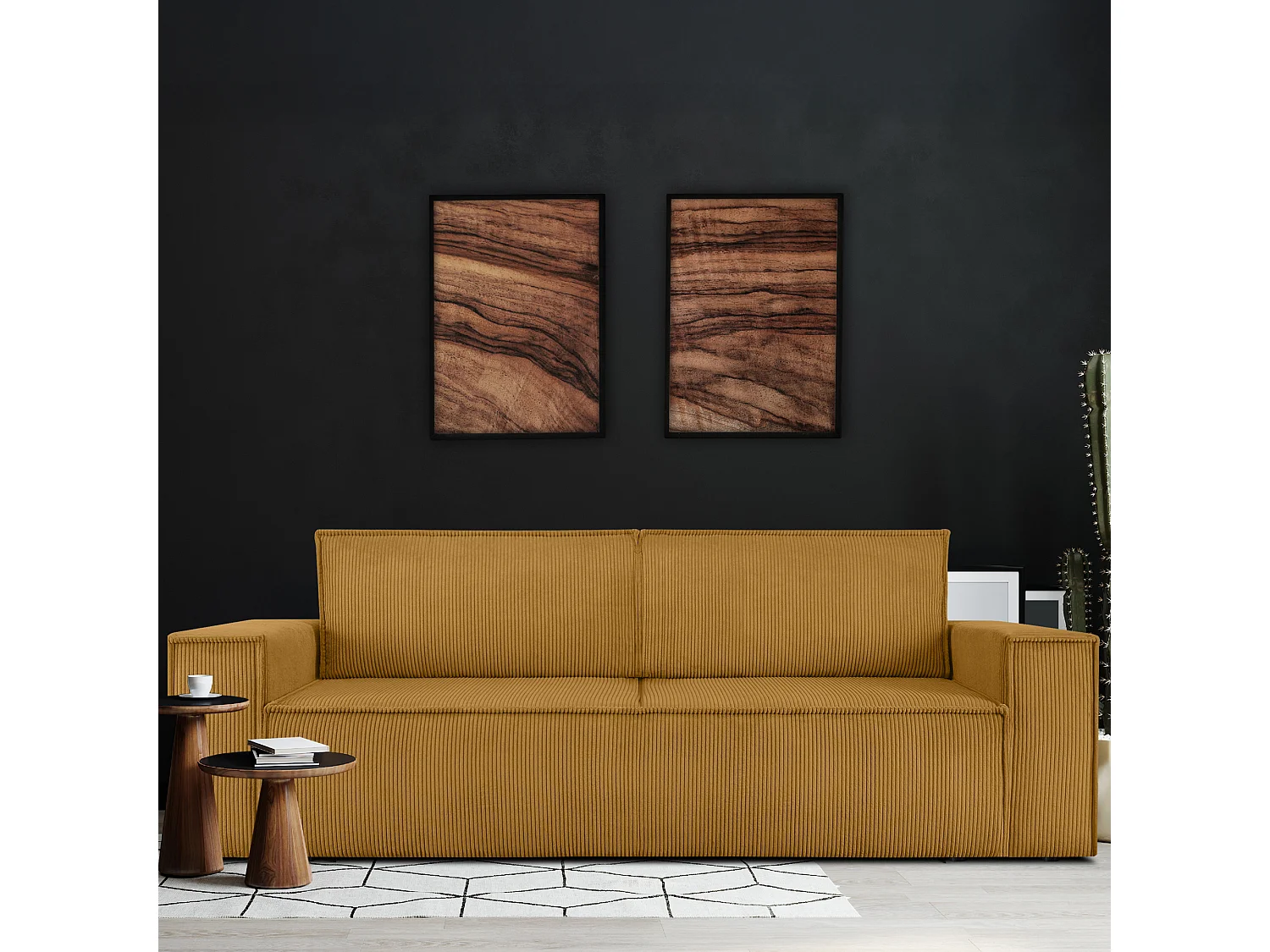 Canapé 3 places convertible - avec fonction couchage - avec coffre de rangement - Jaune - NAPI