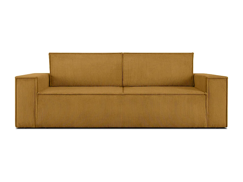 Canapé 3 places convertible - avec fonction couchage - avec coffre de rangement - Jaune - NAPI