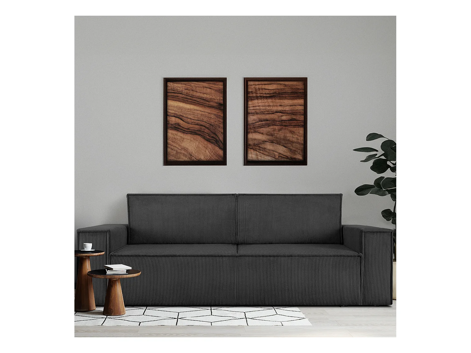 Canapé 3 places convertible - avec fonction couchage - avec coffre de rangement - Gris - NAPI