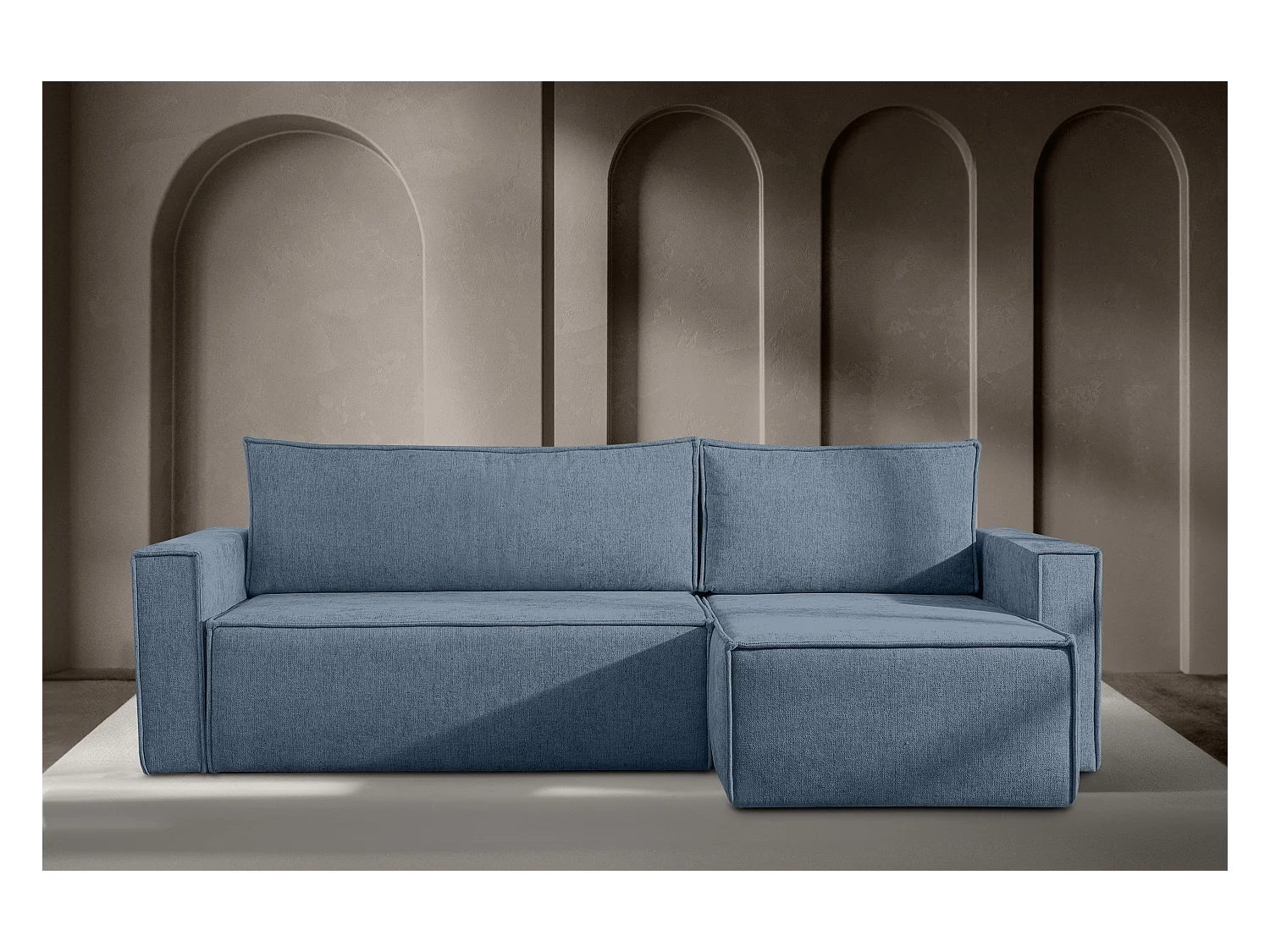 Canapé d'angle universel - gauche / droit - avec fonction couchage - avec coffre de rangement - Bleu - NAPI II