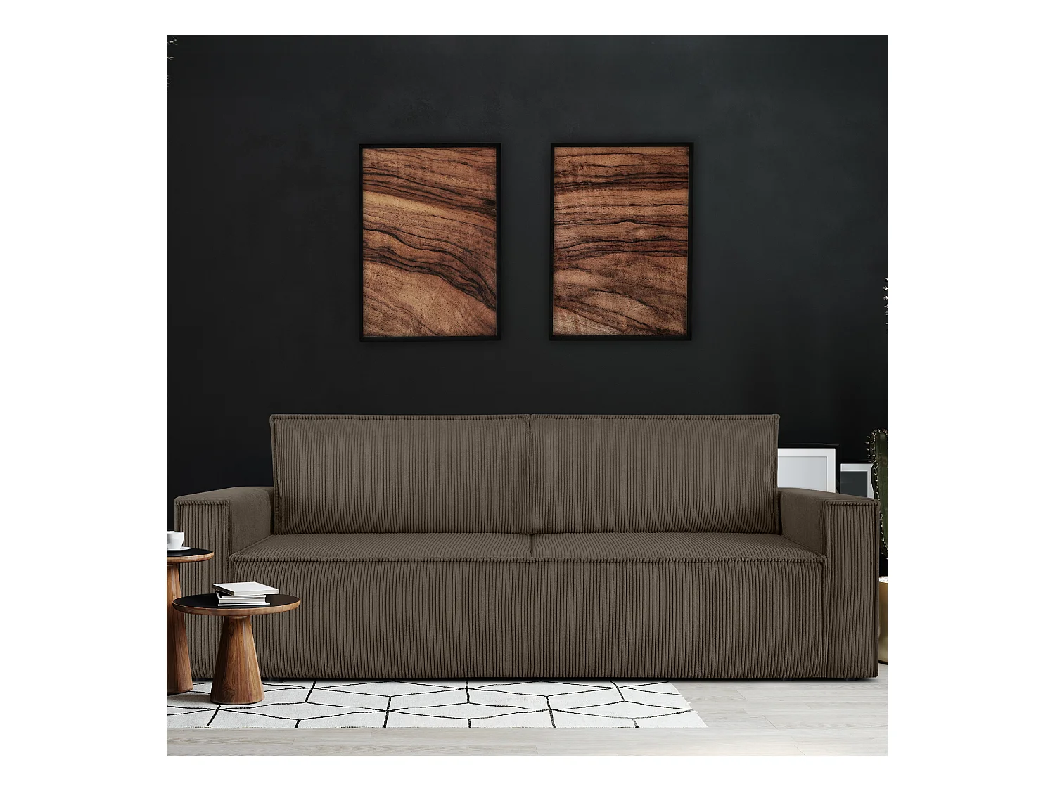 Canapé 3 places convertible - avec fonction couchage - avec coffre de rangement - Marron - NAPI