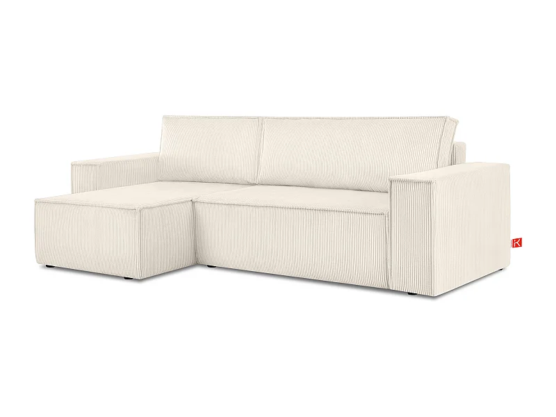 Canapé d'angle universel - gauche / droit - avec fonction couchage - avec coffre de rangement - Beige - NAPI