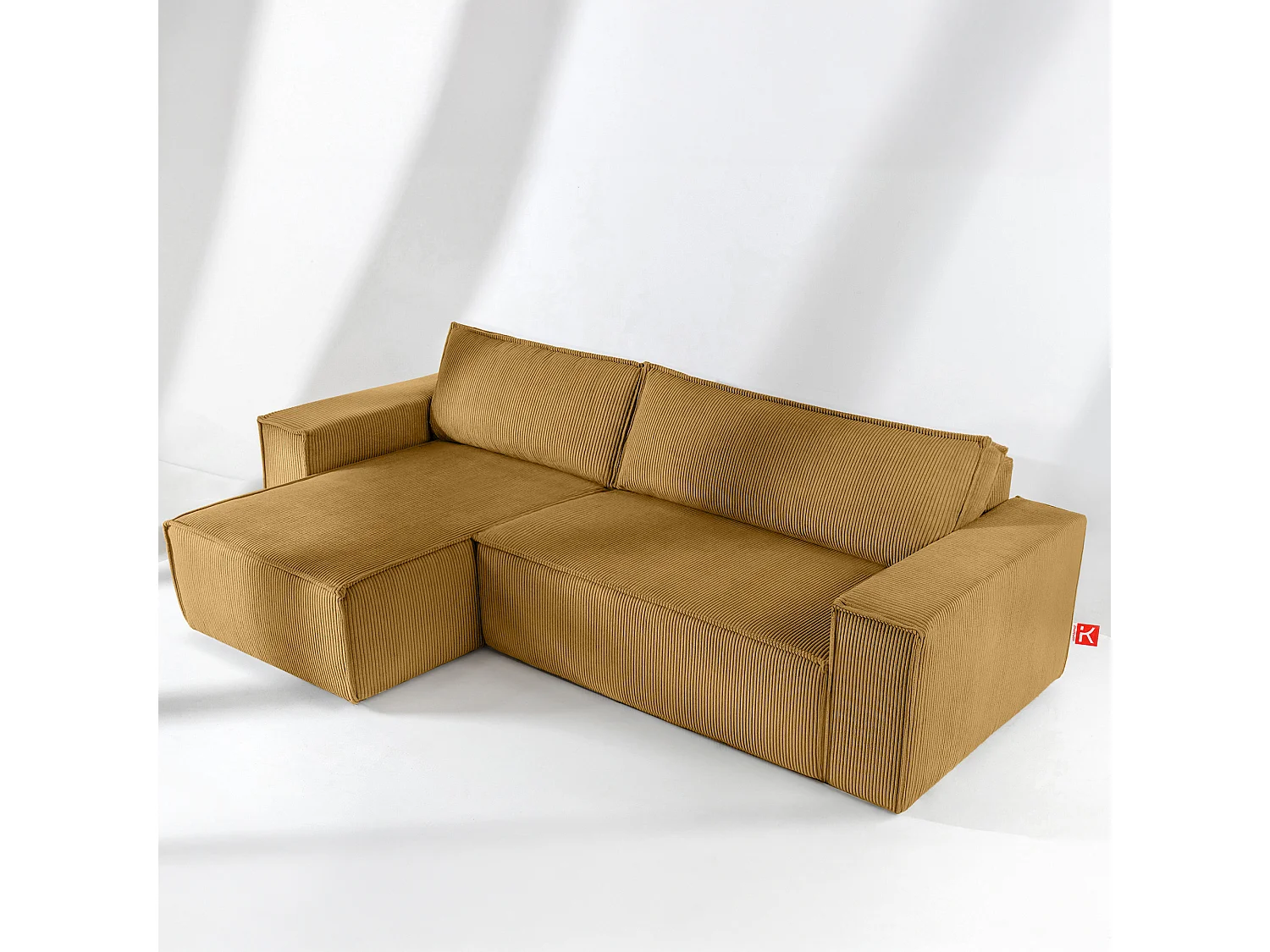 Canapé d'angle universel - gauche / droit - avec fonction couchage - avec coffre de rangement - Jaune - NAPI