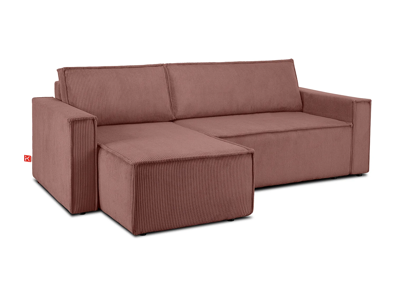 Canapé d'angle universel - gauche / droit - avec fonction couchage - avec coffre de rangement - Rose - NAPI