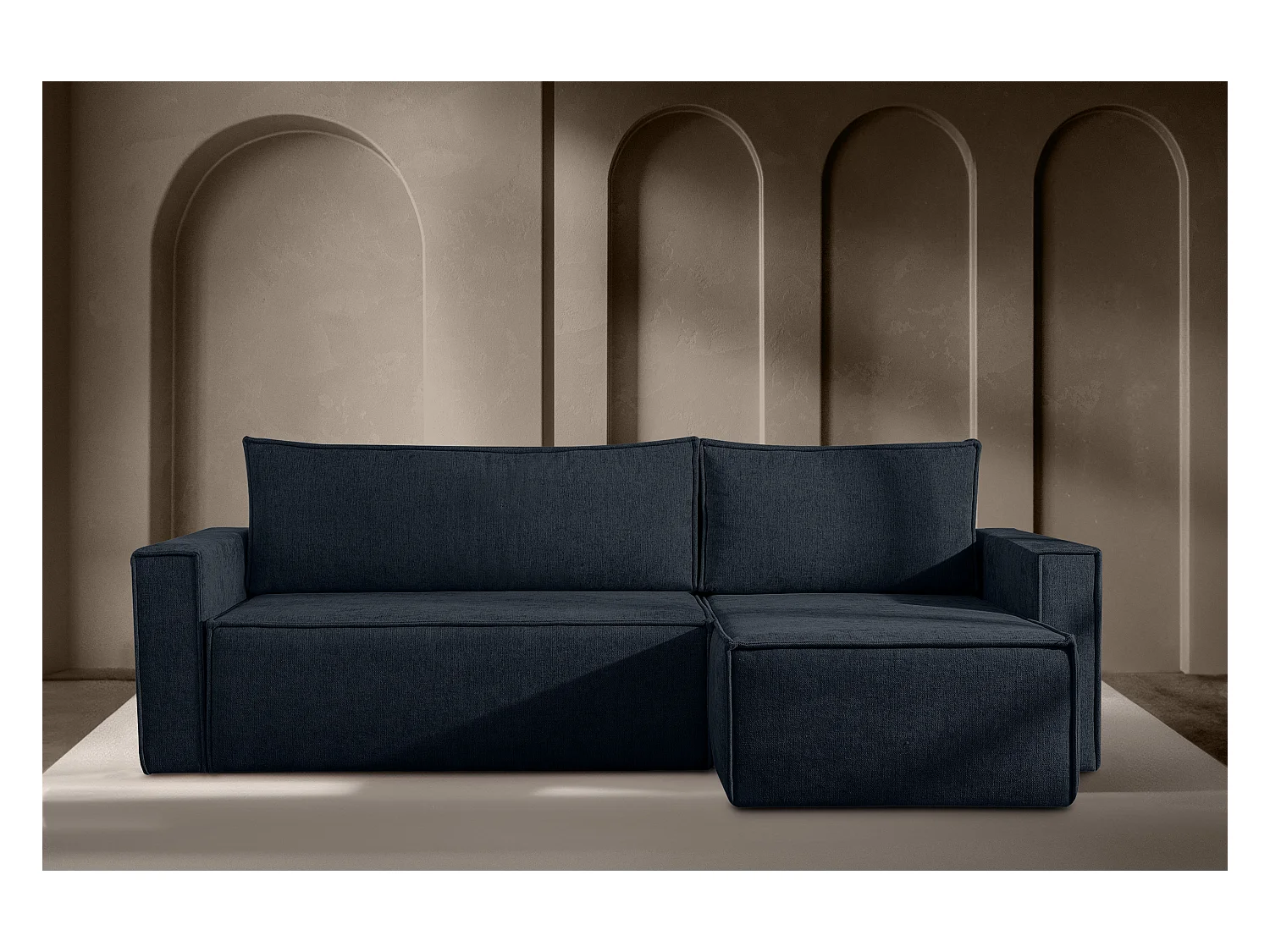 Canapé d'angle universel - gauche / droit - avec fonction couchage - avec coffre de rangement - Bleu - NAPI II