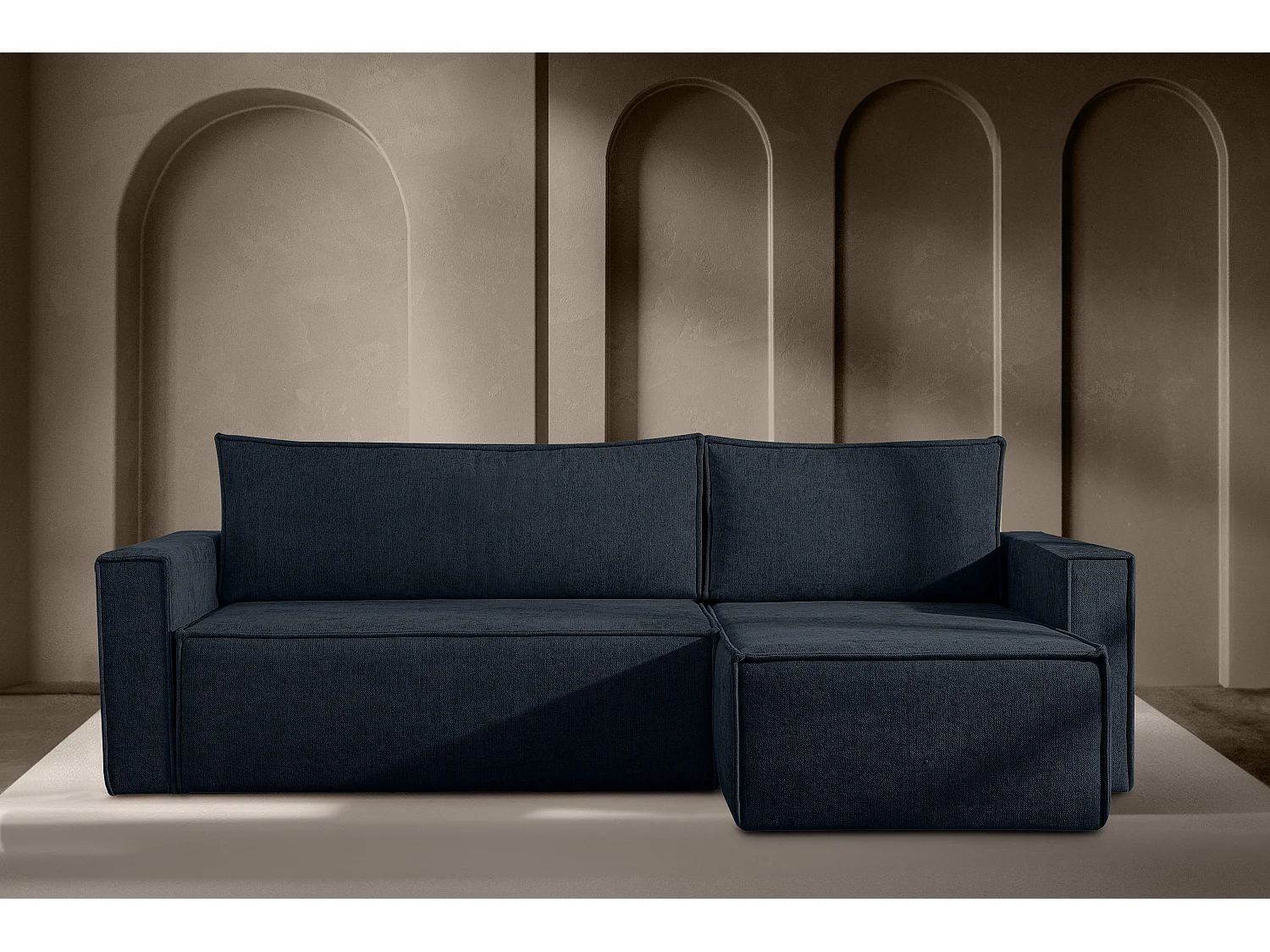 Canapé d'angle universel - gauche / droit - avec fonction couchage - avec coffre de rangement - Bleu - NAPI II