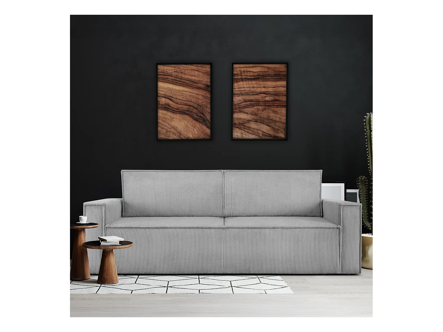 Canapé 3 places convertible - avec fonction couchage - avec coffre de rangement - Gris - NAPI