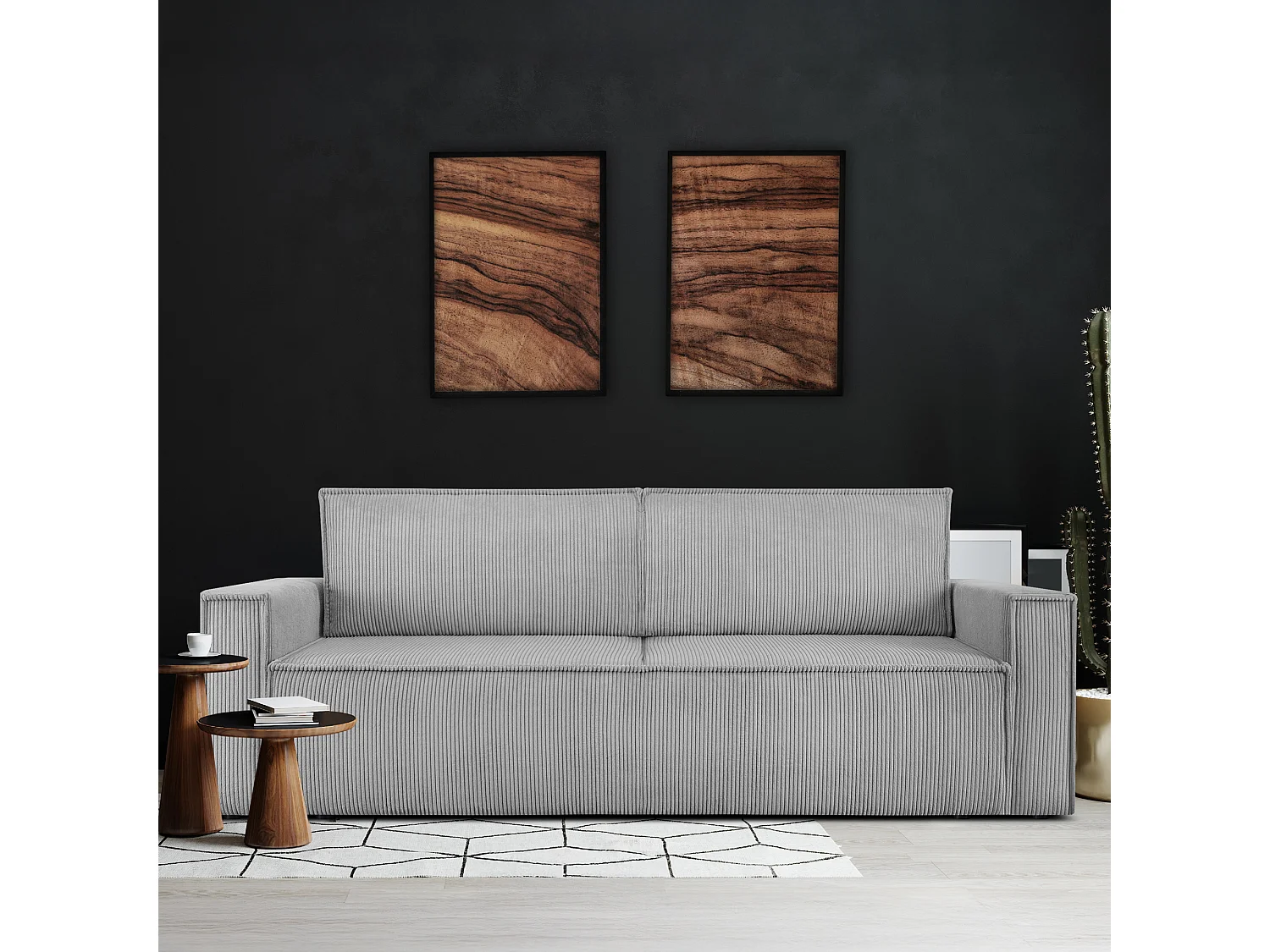 Canapé 3 places convertible - avec fonction couchage - avec coffre de rangement - Gris - NAPI