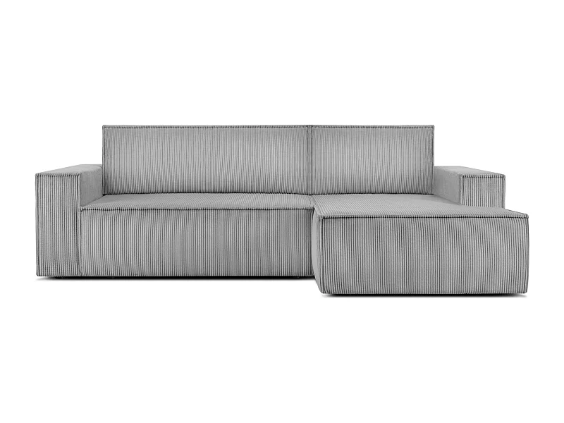 Canapé d'angle - droite - avec fonction couchage - avec coffre de rangement - Modern - Gris - NAPI