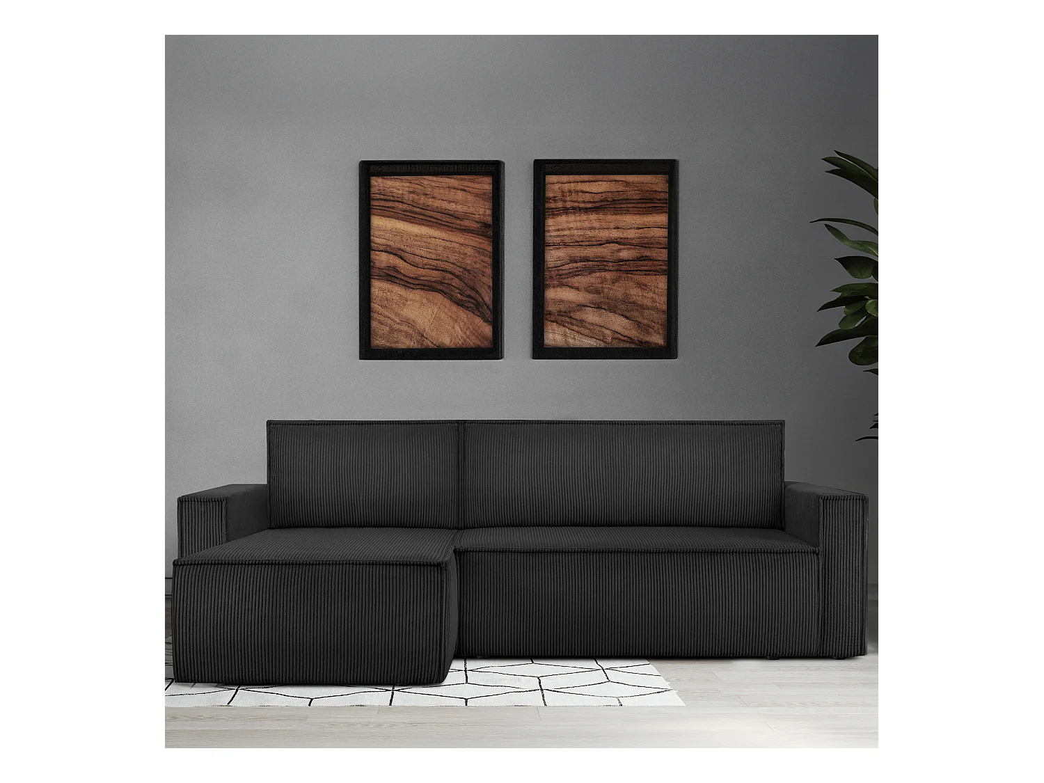 Canapé d'angle universel - gauche / droit - avec fonction couchage - avec coffre de rangement - Gris - NAPI