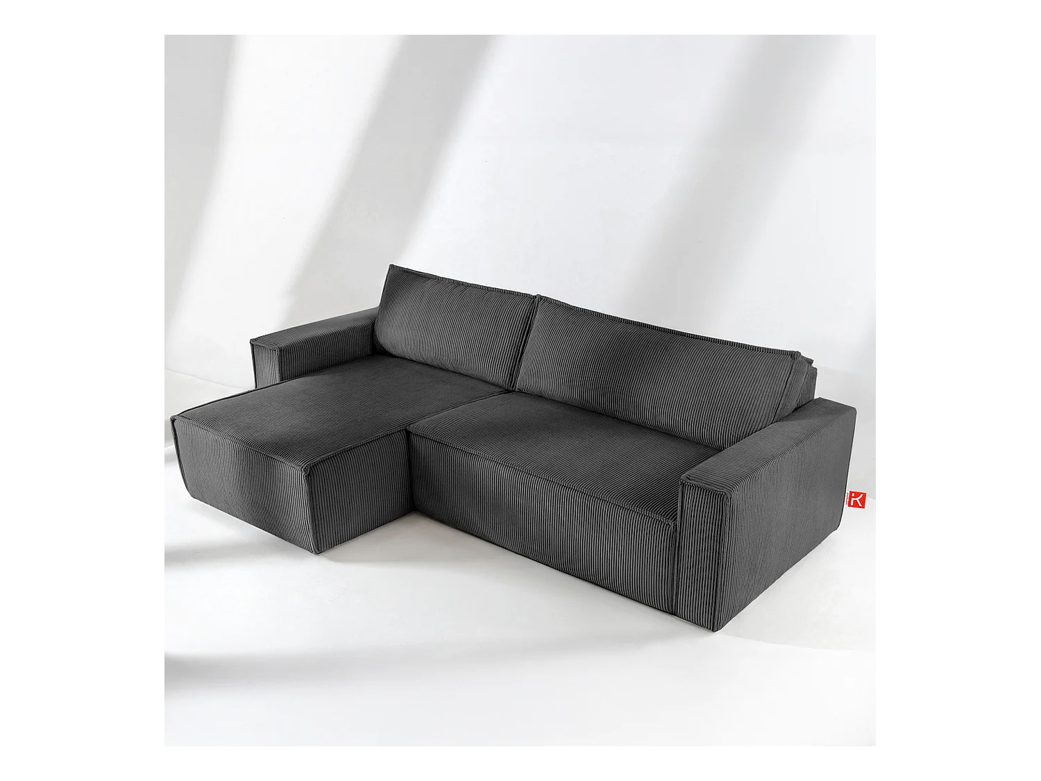 Canapé d'angle universel - gauche / droit - avec fonction couchage - avec coffre de rangement - Gris - NAPI