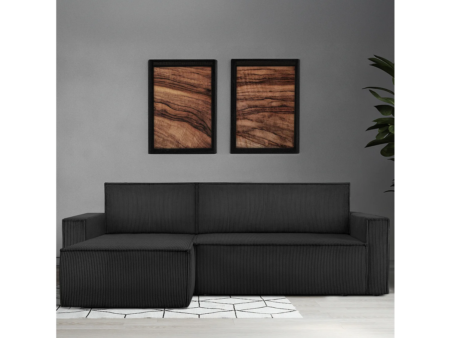 Canapé d'angle universel - gauche / droit - avec fonction couchage - avec coffre de rangement - Gris - NAPI