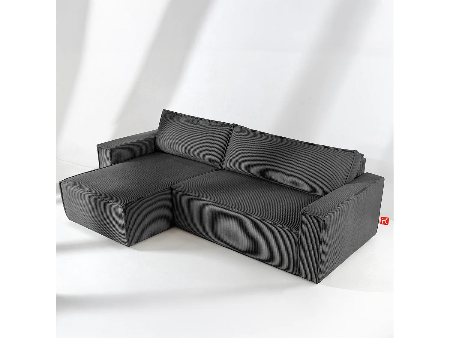 Canapé d'angle universel - gauche / droit - avec fonction couchage - avec coffre de rangement - Gris - NAPI