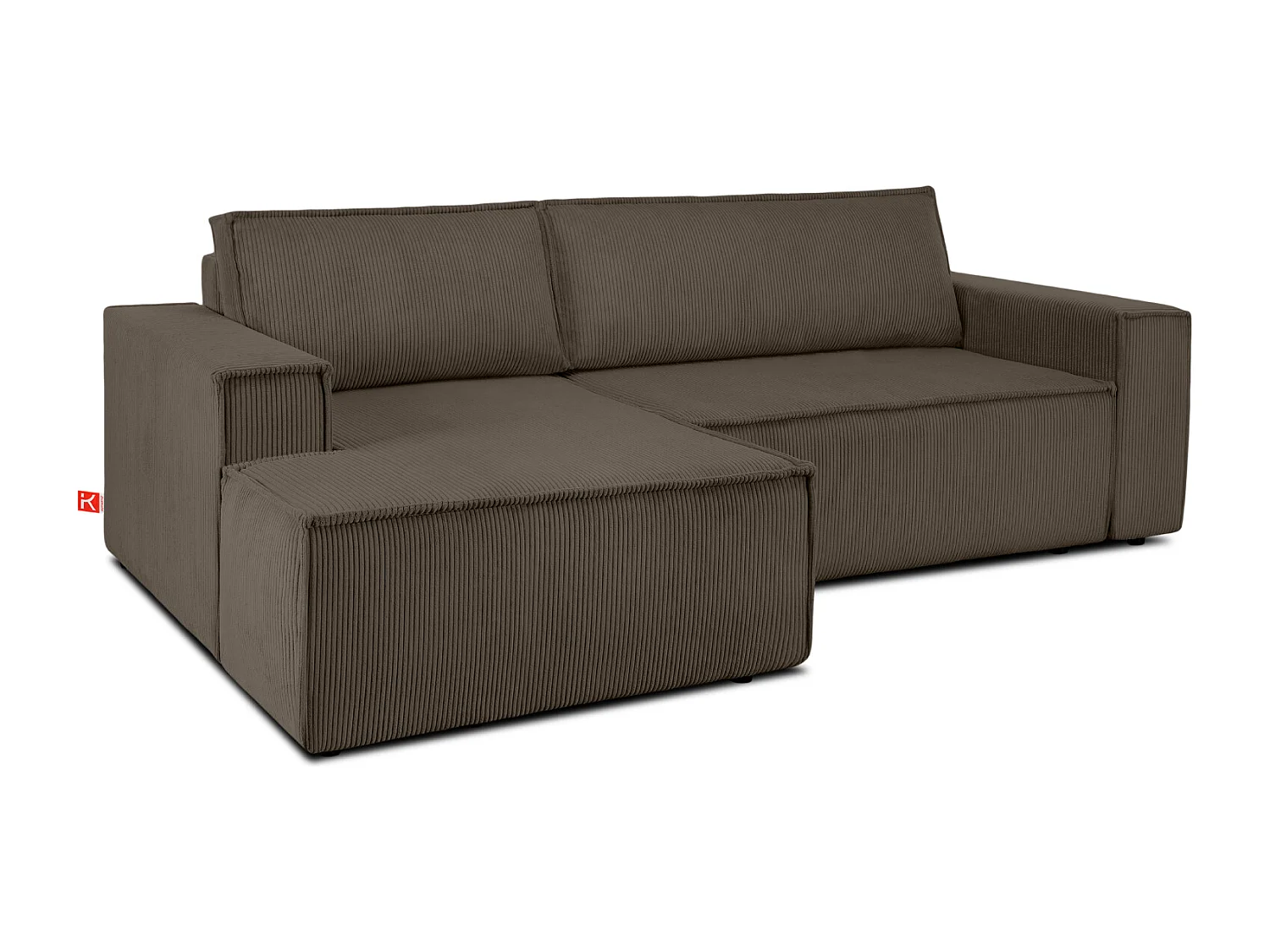 Canapé d'angle - gauche - avec fonction couchage - avec coffre de rangement - Modern - Marron - NAPI