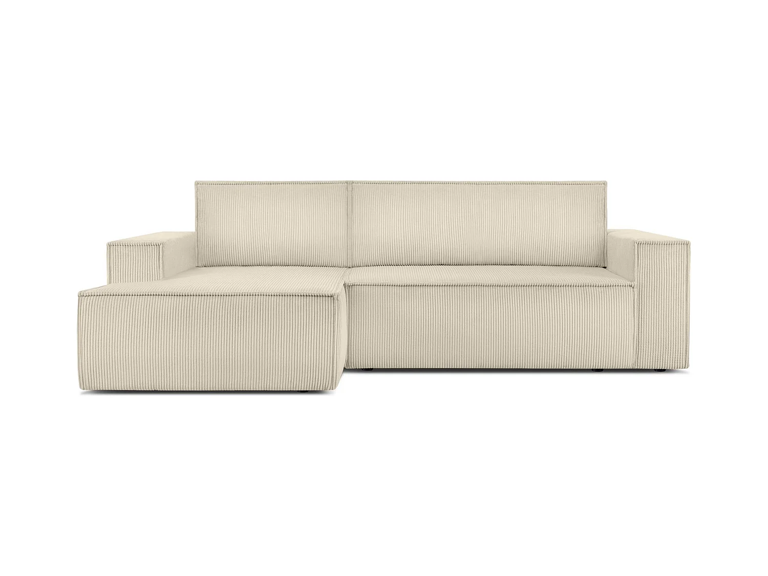 Canapé d'angle - gauche - avec fonction couchage - avec coffre de rangement - Modern - Crème  - NAPI
