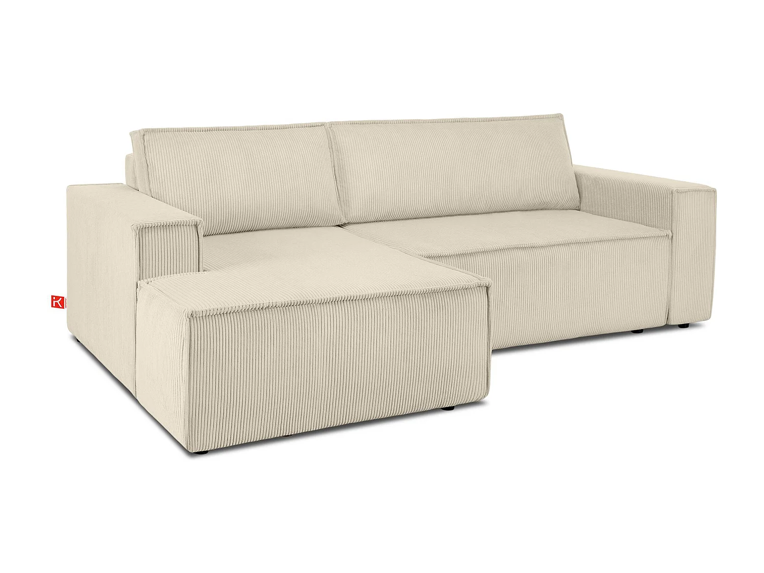 Canapé d'angle - gauche - avec fonction couchage - avec coffre de rangement - Modern - Crème  - NAPI