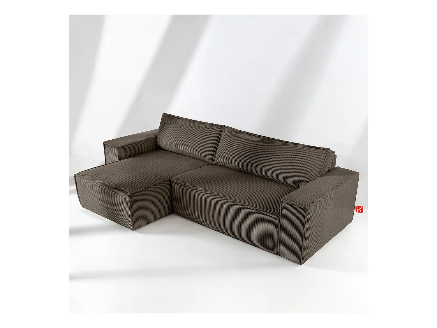 Canapé d'angle universel - gauche / droit - avec fonction couchage - avec coffre de rangement - Marron - NAPI