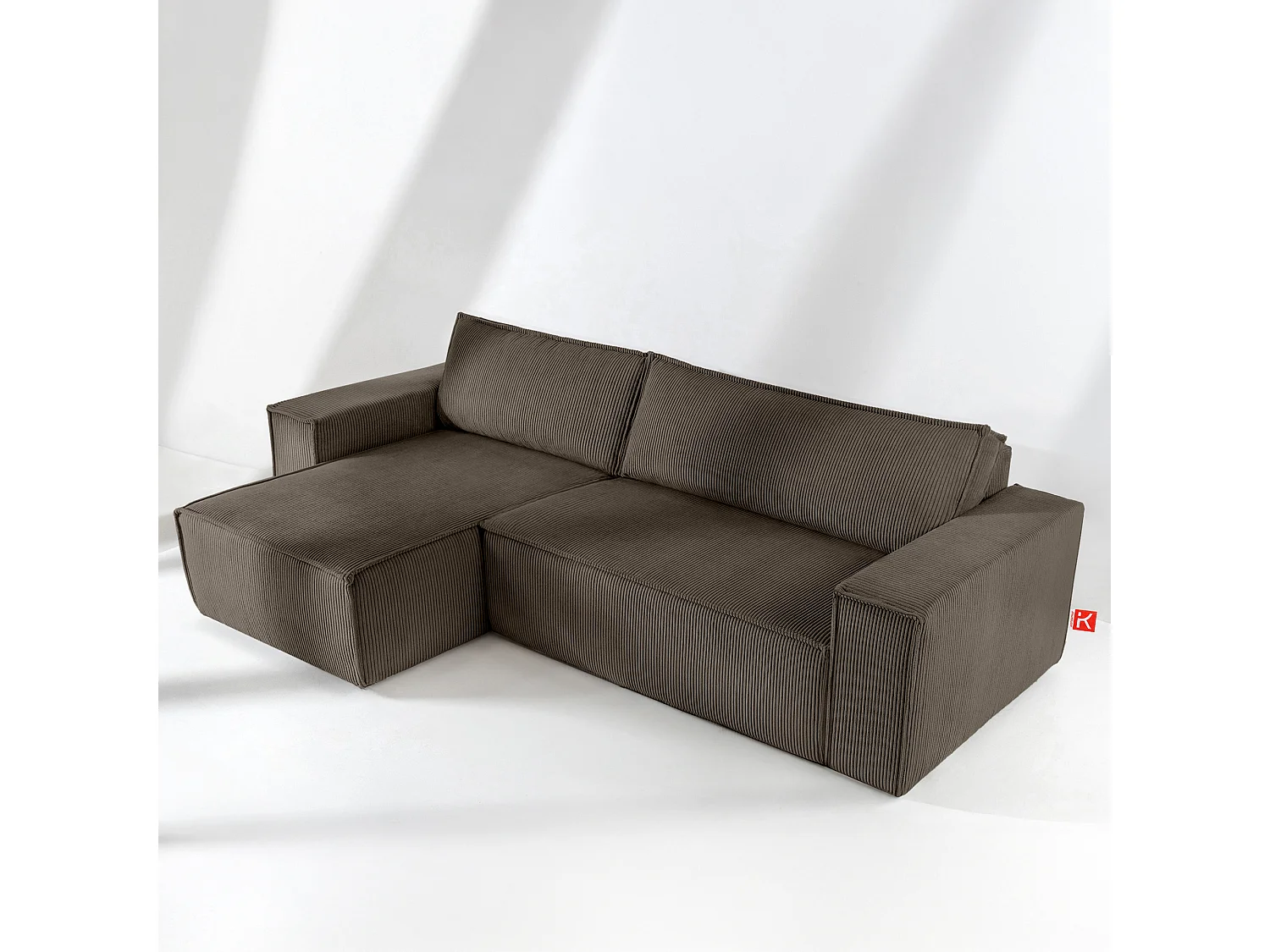 Canapé d'angle universel - gauche / droit - avec fonction couchage - avec coffre de rangement - Marron - NAPI