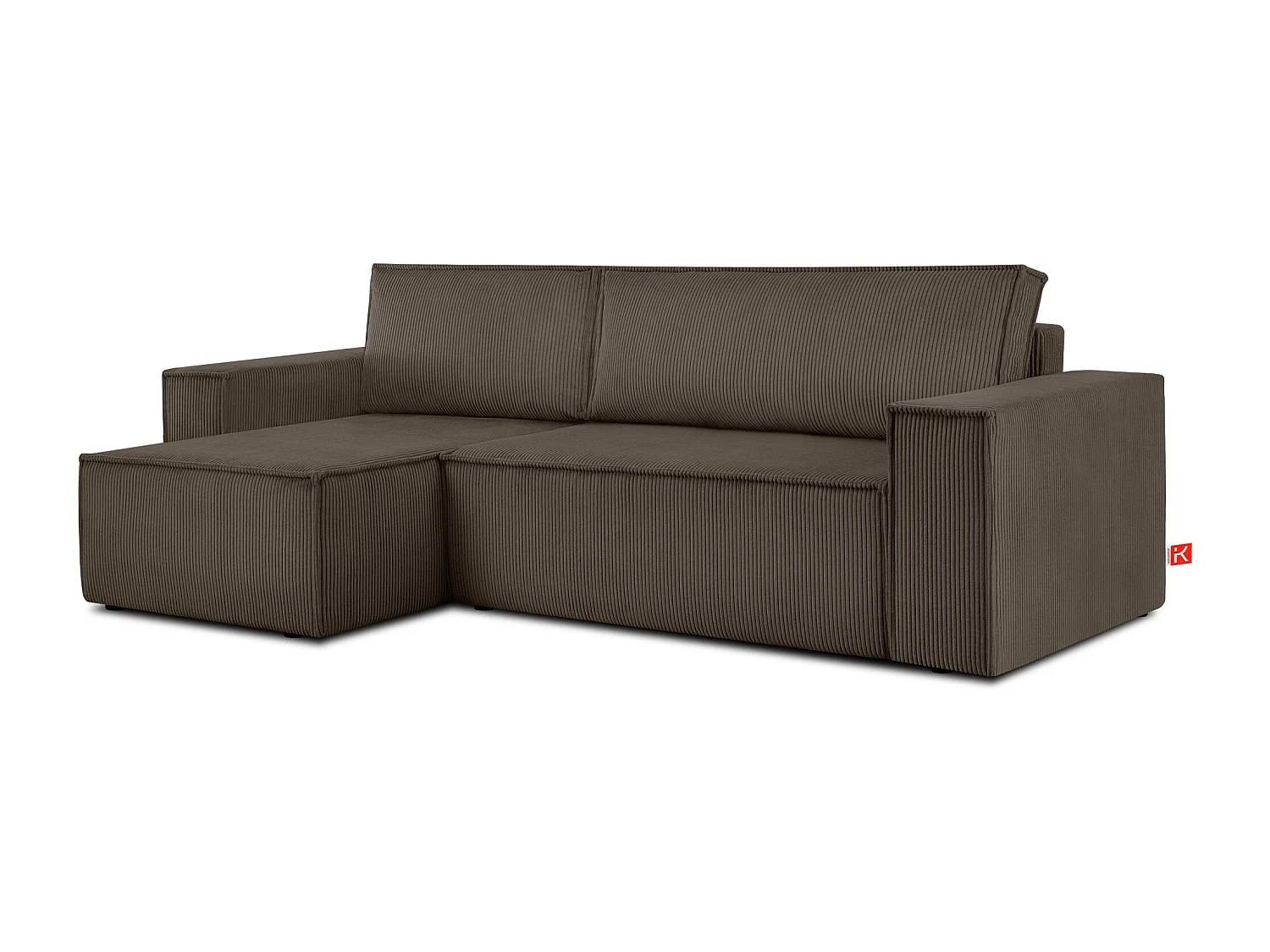 Canapé d'angle universel - gauche / droit - avec fonction couchage - avec coffre de rangement - Marron - NAPI