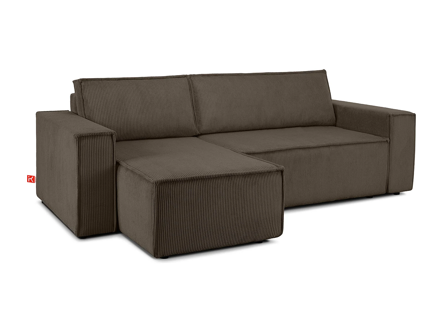 Canapé d'angle universel - gauche / droit - avec fonction couchage - avec coffre de rangement - Marron - NAPI