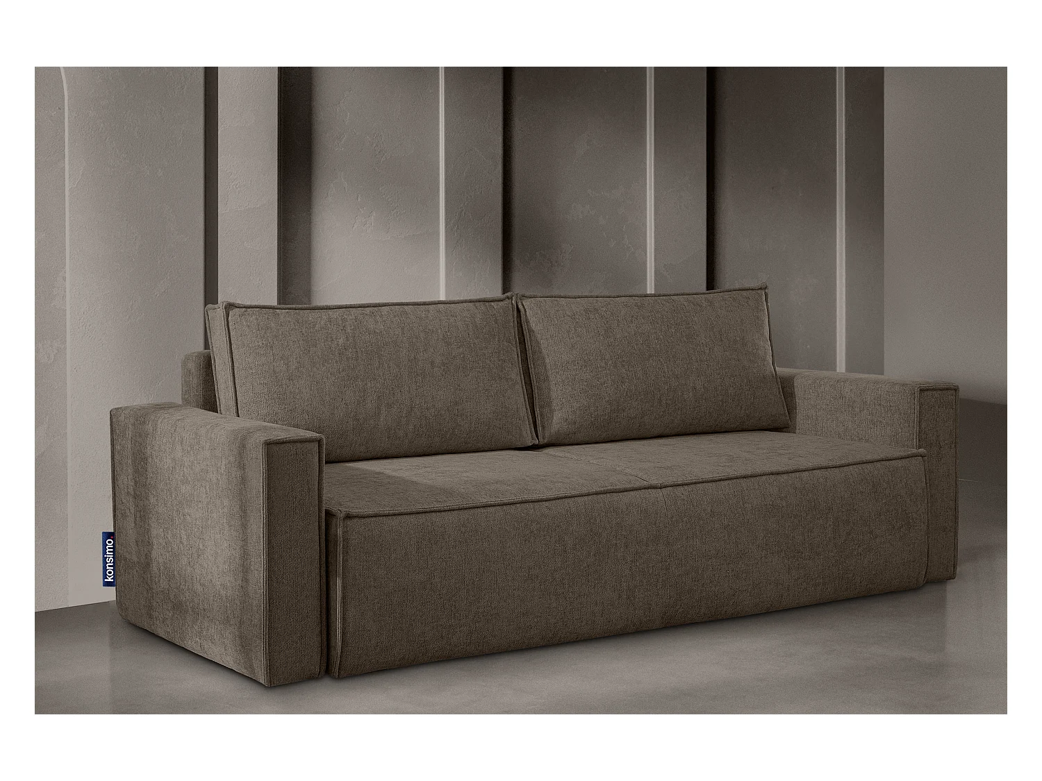 Canapé 3 places convertible - avec fonction couchage - avec coffre de rangement - Marron - NAPI II