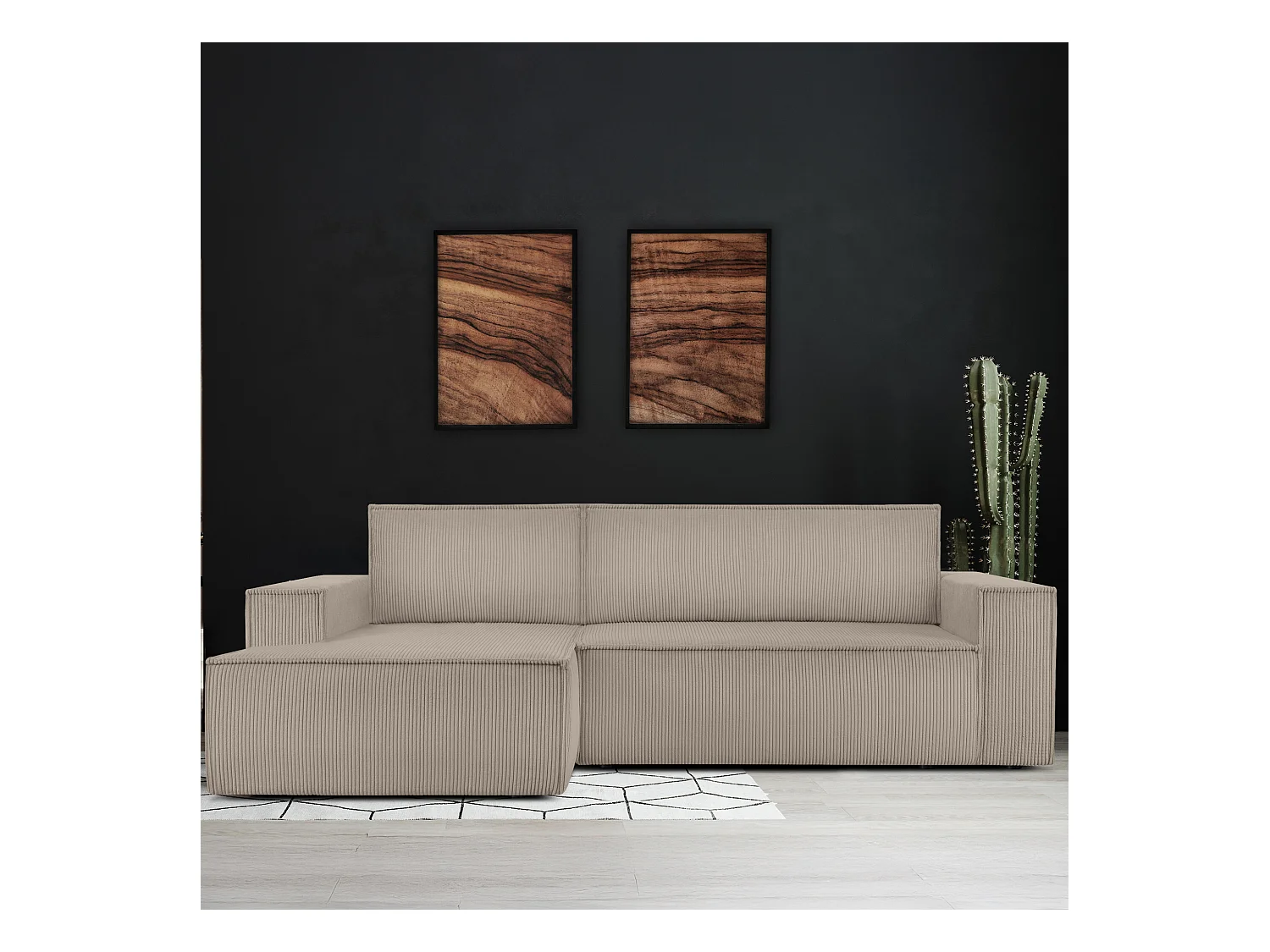 Canapé d'angle - gauche - avec fonction couchage - avec coffre de rangement - Modern - beige - NAPI