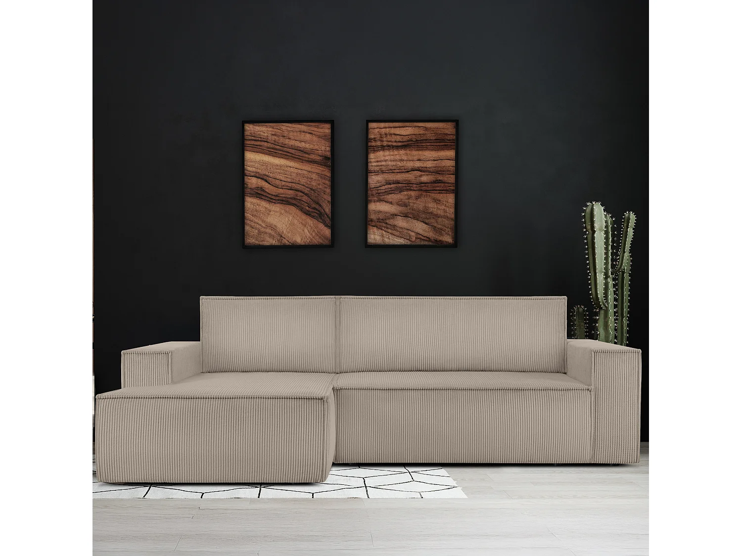 Canapé d'angle - gauche - avec fonction couchage - avec coffre de rangement - Modern - beige - NAPI