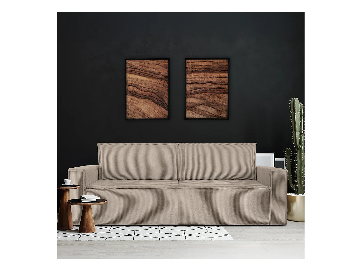 Canapé 3 places convertible - avec fonction couchage - avec coffre de rangement - beige - NAPI