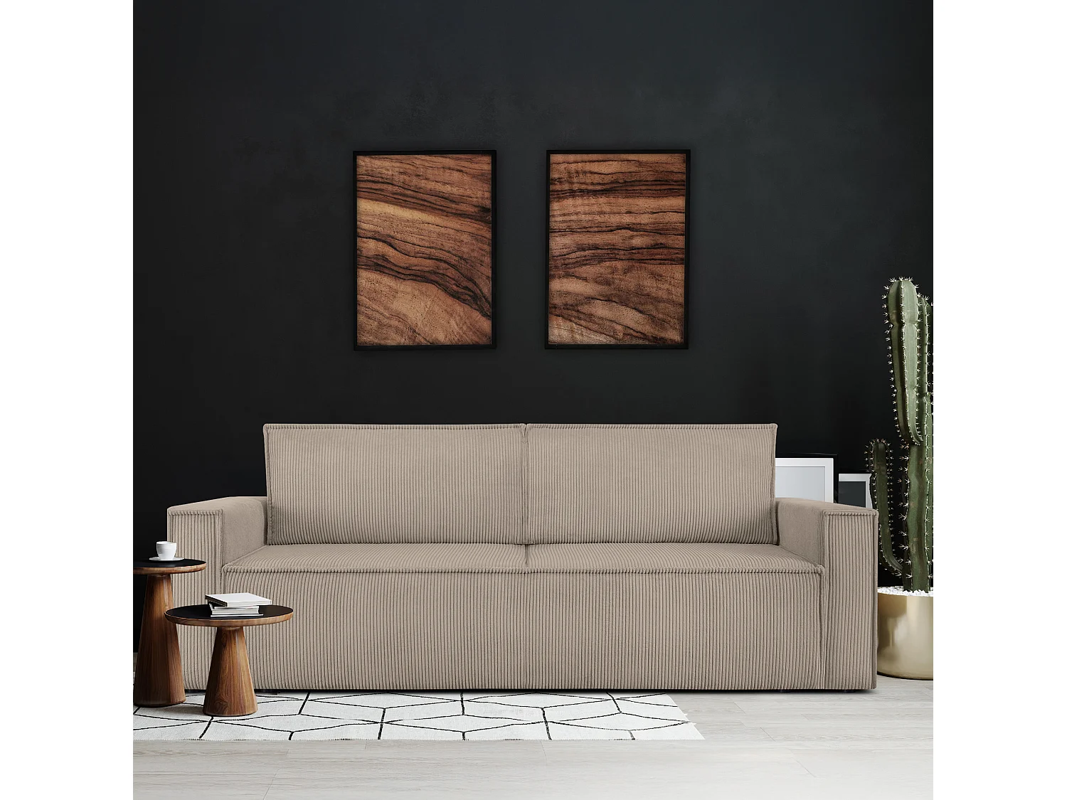 Canapé 3 places convertible - avec fonction couchage - avec coffre de rangement - beige - NAPI