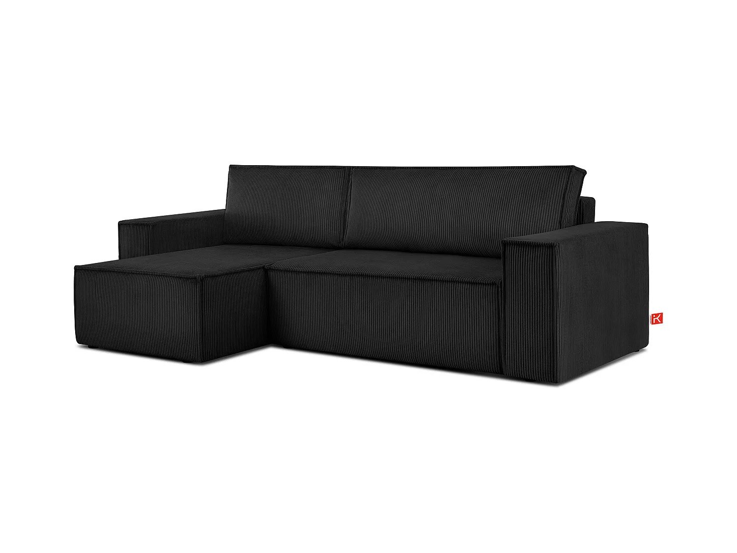 Canapé d'angle universel - gauche / droit - avec fonction couchage - avec coffre de rangement - Noir - NAPI