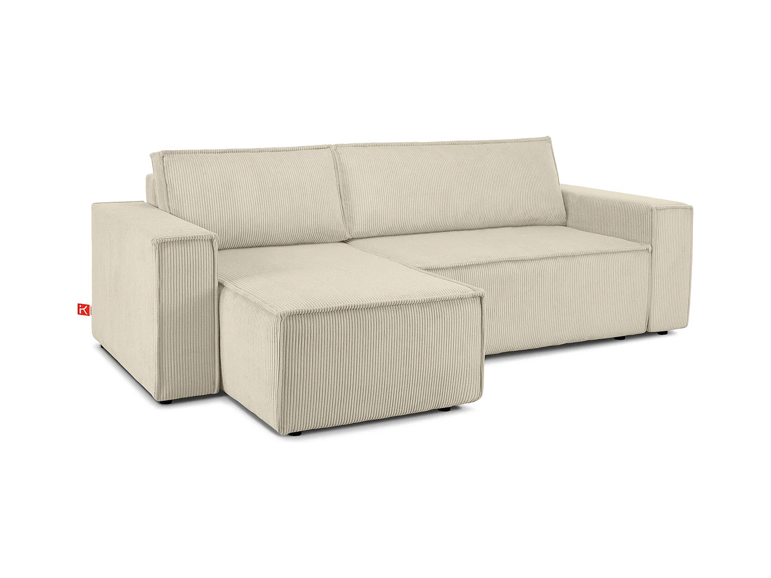 Canapé d'angle universel - gauche / droit - avec fonction couchage - avec coffre de rangement - Créme - NAPI