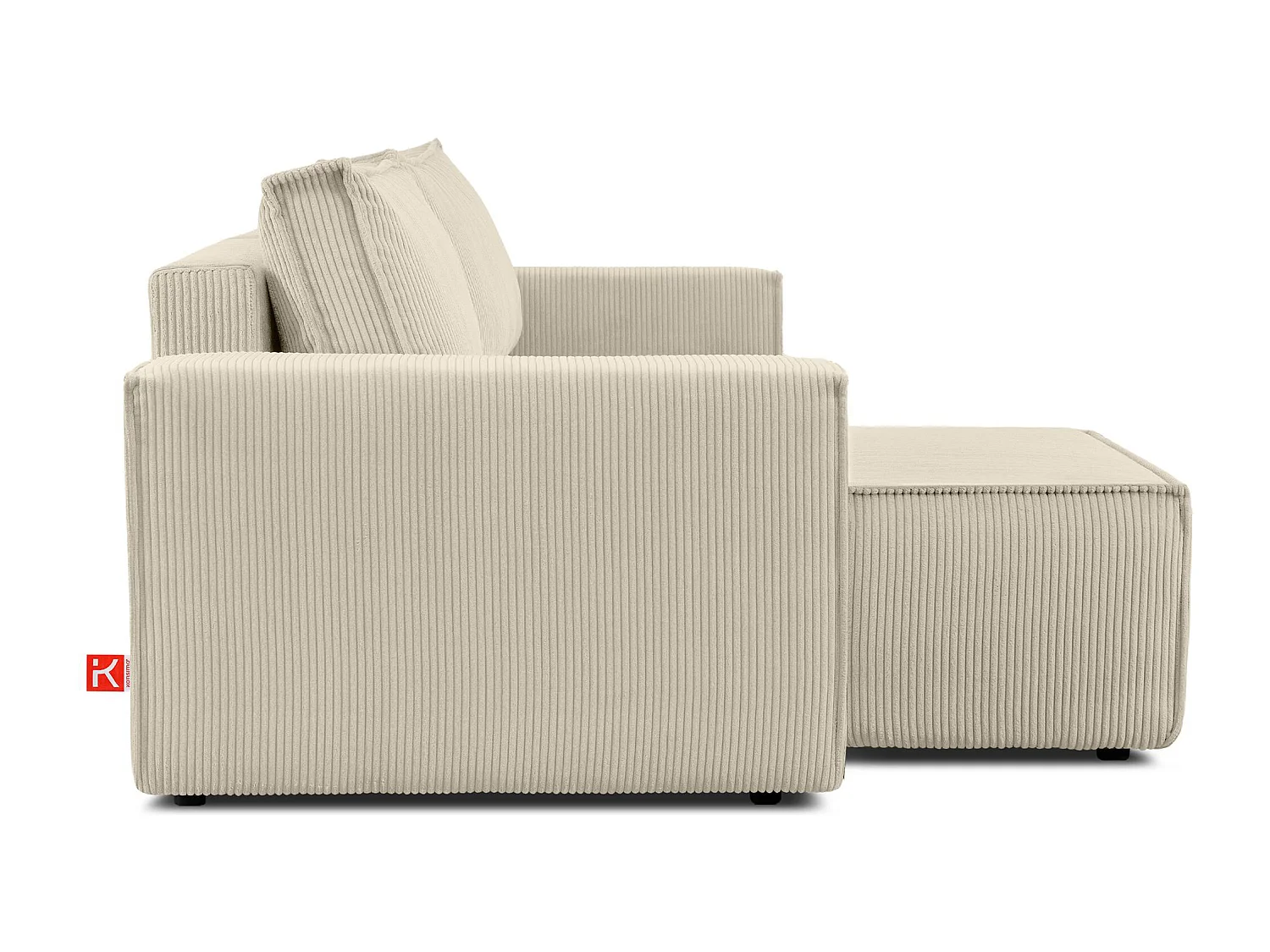 Canapé d'angle universel - gauche / droit - avec fonction couchage - avec coffre de rangement - Créme - NAPI